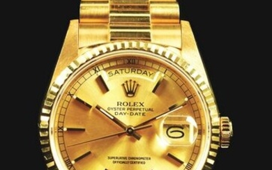 MENS 18K GOLD ROLEX PRESIDENT DAY-DATE CHAMPAGNE INDEX