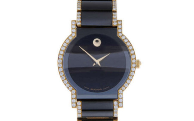 MOVADO - a lady's 18ct yellow gold Museum bracelet watch.