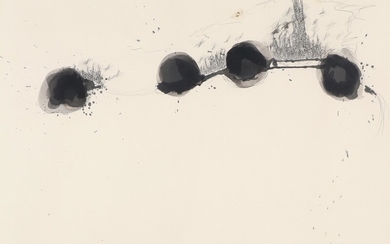 Marco Evaristti: Composition. Signed Evaristti 96. Mixed media on paper. Visible size 54×72 cm.