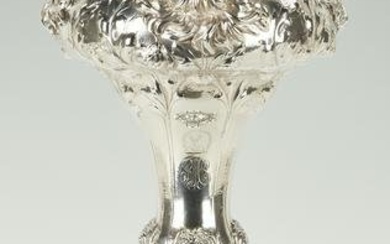 "Martele" Art Nouveau 950 Silver Centerpiece Vase, 22"H