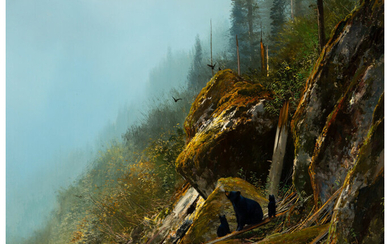Michael Coleman (b. 1946), Black Bears-Nimpkish River, British Columbia