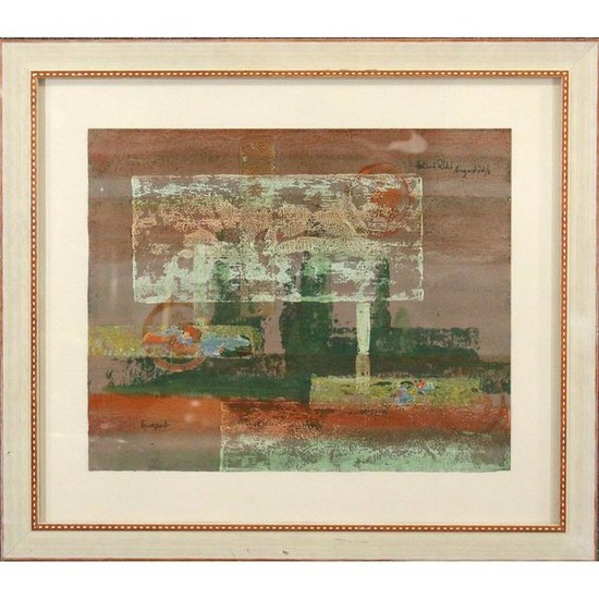Mid-Century Modern Abstract Watercolor "Europort"