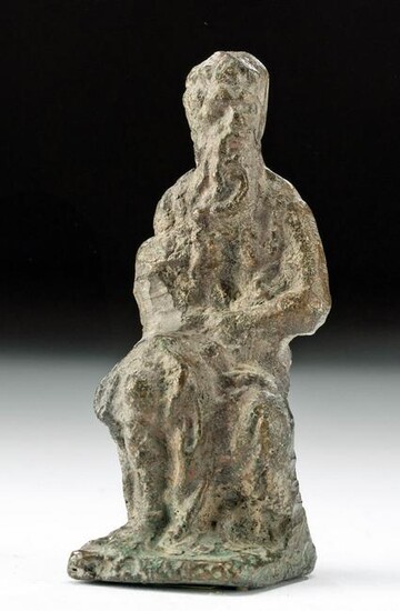 Miniature Medieval Leaded Bronze Seated Male