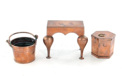 Miniature copper trivet, box and pail