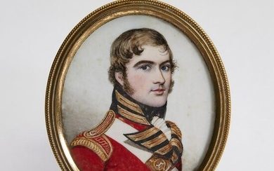 Miniature portrait, British military officer, ca 1810