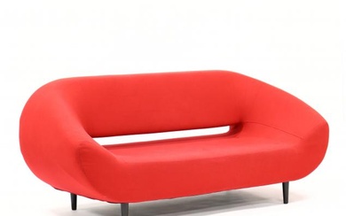Modernist Red Upholstered Sofa
