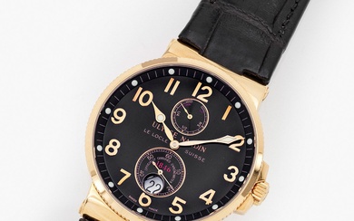 Montre-bracelet pour homme de Ulysse Nardin-"Marine-Chronometer-1846" de 2004. Boîtier de montre rond, finement cannelé sur...