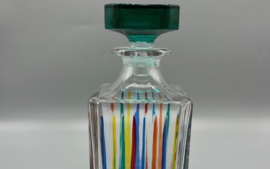 Murano Style, Venetian Multi-Color Quadra Glass Decanter by Zecchin