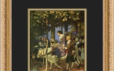 N.C. Wyeth Bridal Procession through the Plymouth Woods Custom Framed Print