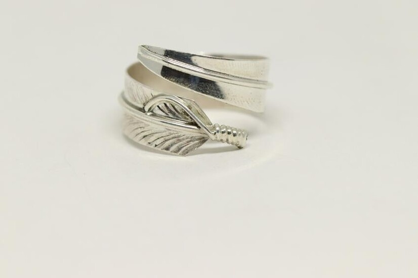 Native American feather Sterling Silver Ring.