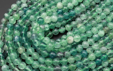 Natural Green Fluorite Gemstone 6 mm Round Smooth Plain Beads...