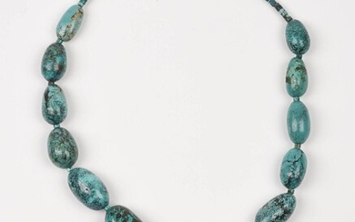 Navajo Turquoise And Sterling Necklace.