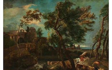 Norditalienischer Maler des 18. Jahrhunderts, PASTORALE LANDSCHAFT MIT DORF