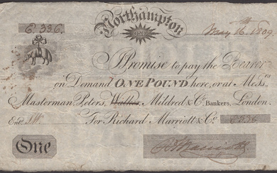 Northampton Bank, for Richard Marriott & Co., £1, 16 May 1809, serial...