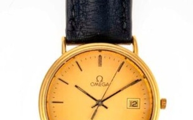 OMEGA - "Seamaster" wristwatch with round case in yellow gold...
