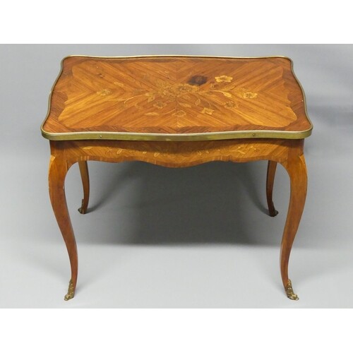 Old French kingwood marquetry inlaid occasional table. 60 cm...