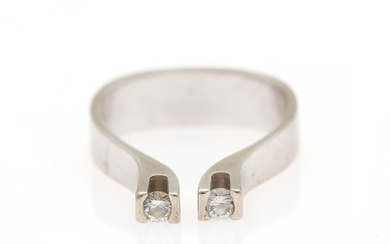 Ole Lynggaard: A diamond ring set with two brilliant-cut diamonds, mounted in 14k white gold. Size app. 52.