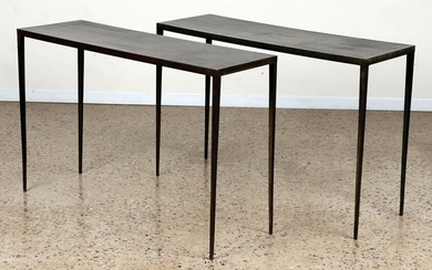 PAIR JEAN MICHEL FRANK STYLE IRON CONSOLE TABLES