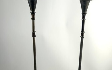 PAIR OF OSCAR BRUNO BACH FLOOR LAMPS New York, Early to Mid-20th Century Heights to top of harp 67".