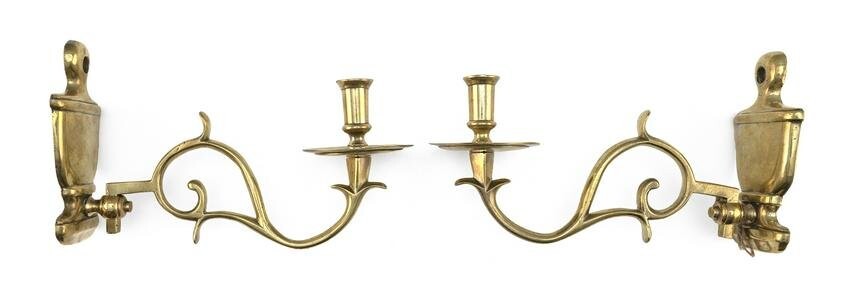 PAIR OF SINGLE-ARM BRASS WALL SCONCES Late 18th/Early