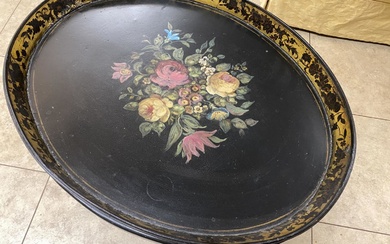 PAPIER / PAPER MACHE TRAY WITH STAND - VICTORIAN
