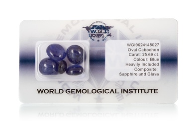 PARCEL OF CERTIFICATED UNMOUNTED SAPPHIRE AND GLASS COMPOSITE STONES