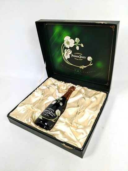 PERRIER JOUET Boxed 100th Anniversary Champagne Set. 75