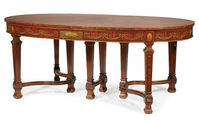 Paint-Decorated Satinwood Extension Dining Table