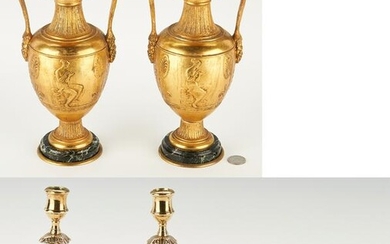 Pair Neo-Classical Urns plus Sterling and Brass