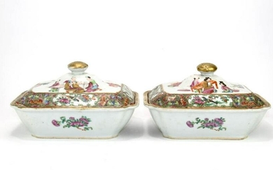 Pair of Chinese Canton Famille Rose Bowls