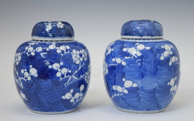 Pair of Chinese blue and white prunus ginger jars