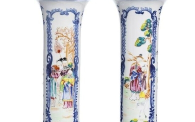 Pair of Chinese porcelain mandarin vases, Qianlong