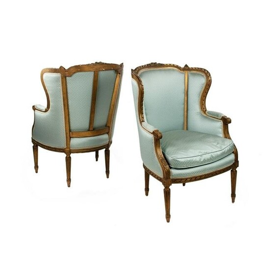 Pair of French Louis XVI Style Bergere Chairs