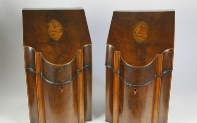 Pair of George III Shell Inlaid Mahogany Knife Boxes