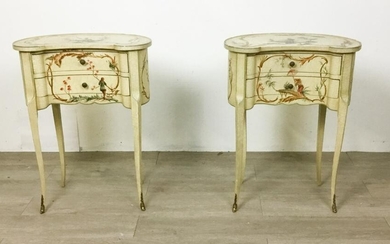 Pair of Hand Painted Louis XV Style Side Tables