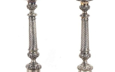 Pair of Italian silver candlesticks - Naples, circa