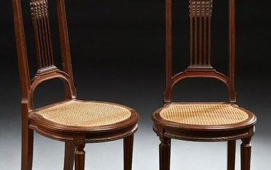 Pair of Louis XVI Style Carved Mahogany Side Chairs