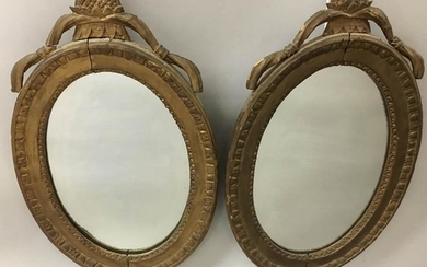 Pair of Neoclassical-style Gold-painted Pineapple Mirrors