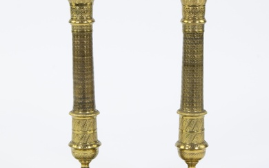 Pair of gilded brass candlesticks Charles X