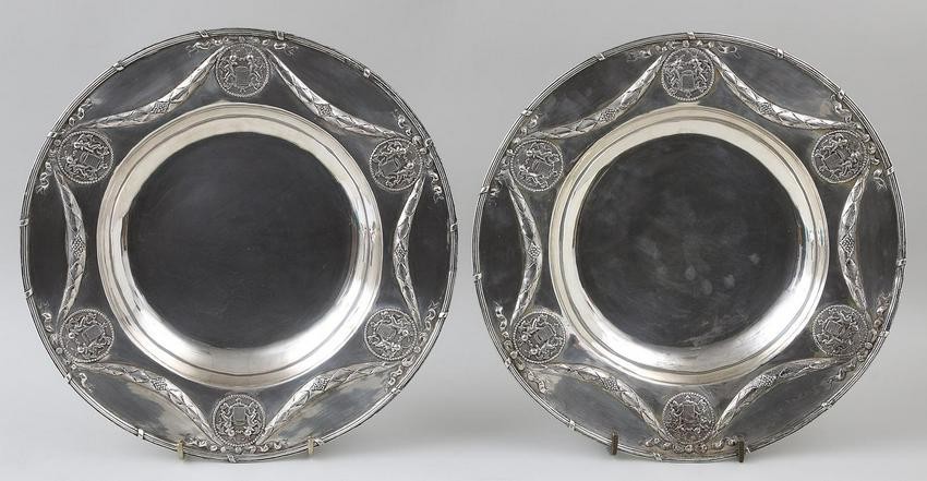 Pair of large 18th century French chargers
