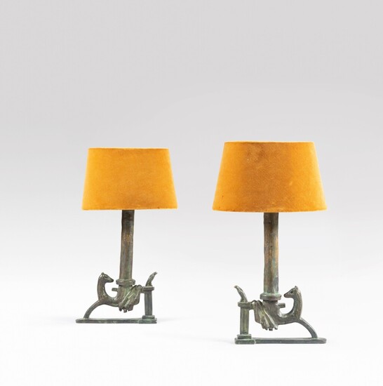 Paire de lampes au Chien et Faucon, Diego Giacometti