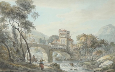 Paul Sandby RA (1725-1809) A hilly landscape with...