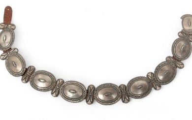 Perry Shorty (American Navajo, B. 1964) Chased Sterling Silver Belt, Concha & Butterfly, W 2" L 31"