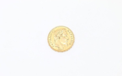 Coin of 20 Francs gold Napoleon III laurée head, Paris,...