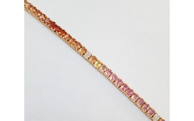 Pink Gold With Multi-Colored Sapphires Ans Diamond Bracelet