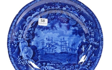 Plate, Flow Blue by Enoch Wood, Impressed