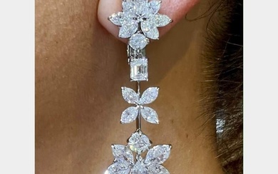 Platinum 12.65 Ct. Diamond Flower Earrings