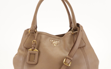 Prada 2 Way Shoulder Bag in Caramel Vitello Daino Leather