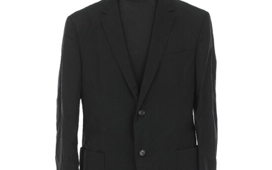 NOT SOLD. Prada: A black mens blazer with reverse, two buttons on the front, two...
