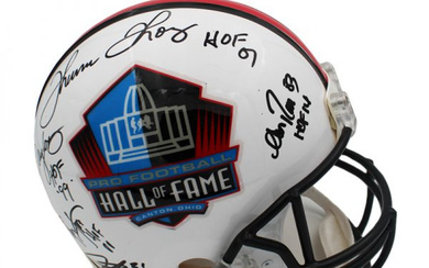 Pro Football Hall of Fame Logo Full-Size Helmet Signed by (11) with Andre Reed, Jerry Rice, Joe Montana, Joe Namath with (11) HOF Inscriptions (Radtke)